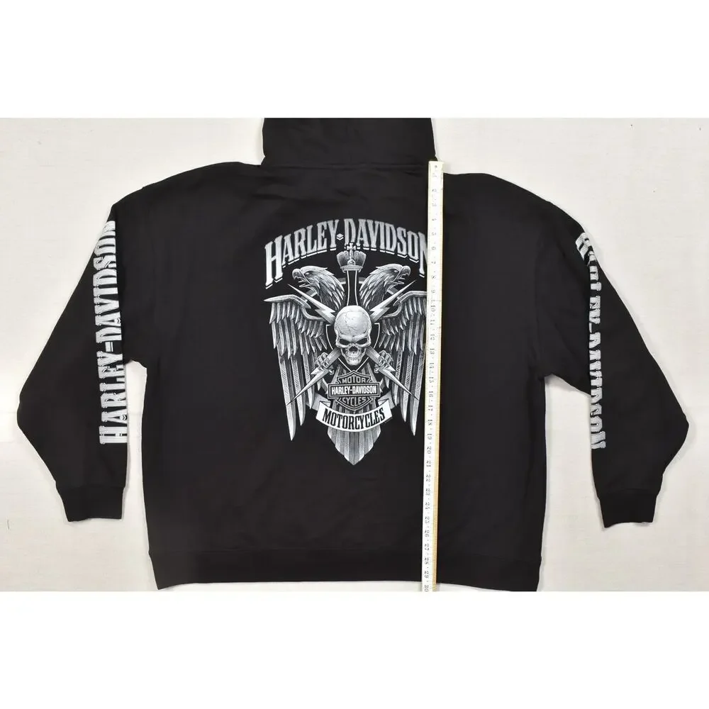 Harley-Davidson Hoodie Men 3XL Black Oconomowoc WI Graphic Sweater Bravado NEW